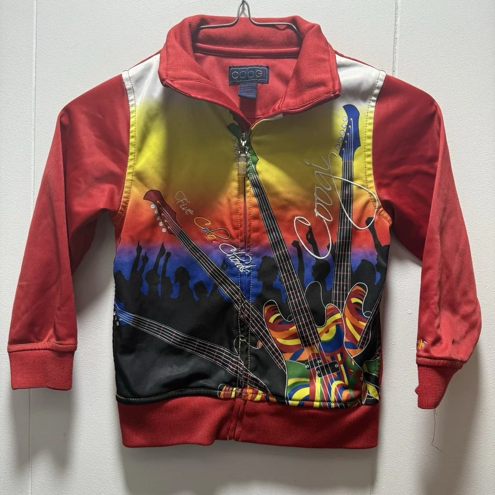 Coogi Track Full Zip Jacket Embroidered Colorful‎ Guitar Size 3T